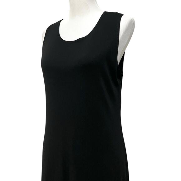 Comfy USA Black Knit Sleeveless Dress Midi Slinky Rayon Blend Stretch Women’s L - Picture 4 of 9